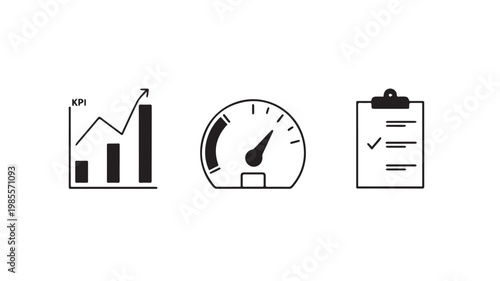 Business icons for growth and progress tracking