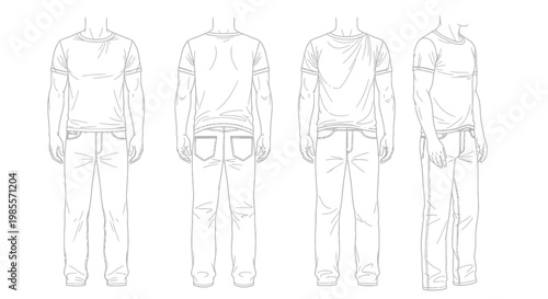 Four Different Mens Clothing Outfit Styles.