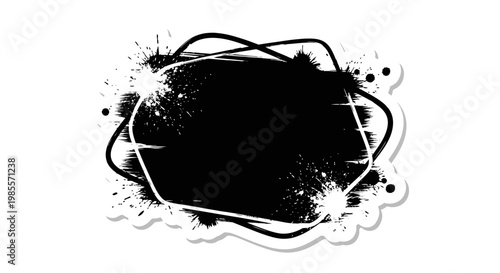 Black Ink Stain with White Lines.