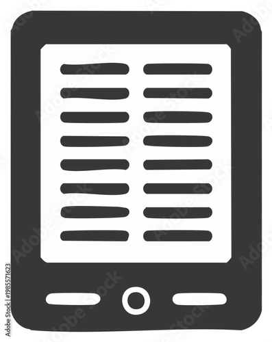 Ebook Reader Displaying Lines of Text for Reading, Modern Technology Icon, Digital Tablet, Illustration