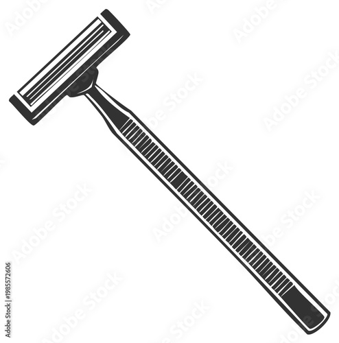 Black and White Illustration of a Razor for Shaving Isolated on White