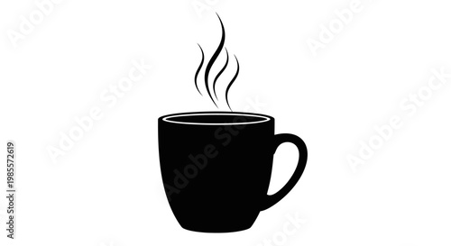 Steaming hot coffee cup icon.