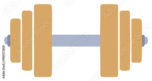 Weightlifting dumbbell with adjustable plates, a strength training equipment illustration for healthy lifestyle and gym fitness