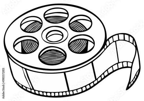 Iconic Film Reel Illustrative Cinema Graphic Symbol Filmography Element