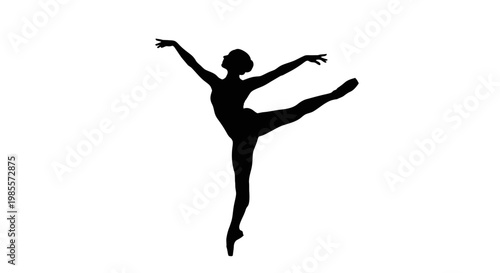 Silhouette of Female Ballet Dancer Posing.