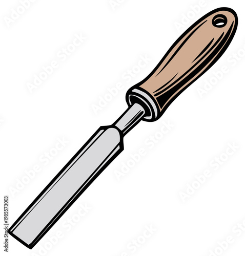 Woodworking Chisel Hand Tool Illustration for Carpentry and Craft Projects Graphic Element