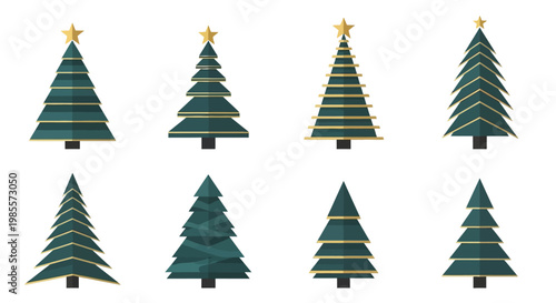 Small Christmas trees with decorations.