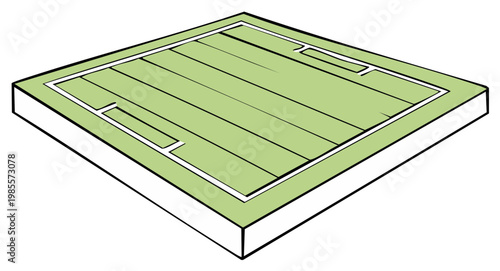 Isometric green surface with recessed areas, isolated illustration.