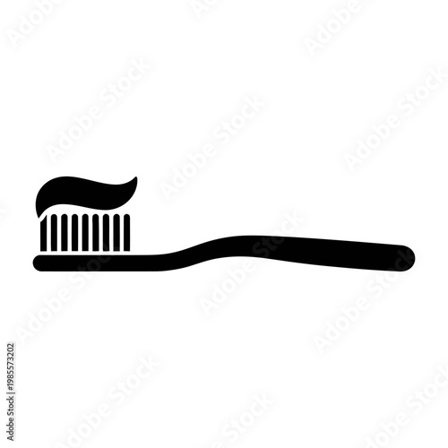 Vector graphic of a toothbrush with toothpaste on its bristles