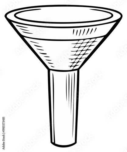 Simple Line Art Illustration of a Classic Funnel for Liquids or Dry Goods