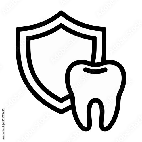 Vector of a tooth protected by a shield