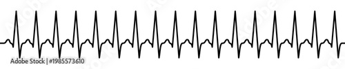 Linear electrocardiogram graph showing heart rhythm. A continuous pulse wave symbolizing vital signs, medical monitoring, and heart health. Vector illustration.