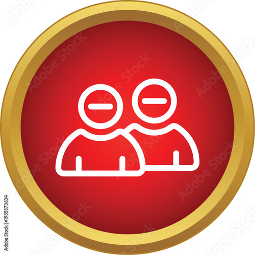 Red circle icon showing two abstract people figures with minus signs, representing user removal