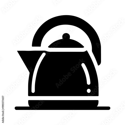 Flat Kettle Icon in Simple Pictogram Style for Kitchenware and Cooking Illustrations