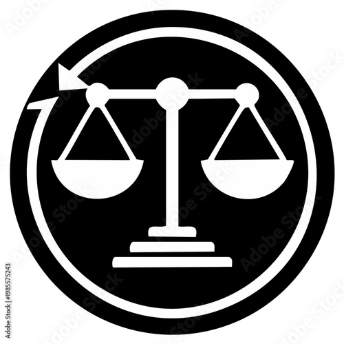 Balance Scales in Circle Loop Law Legal Justice Fairness Concept Symbol Icon White on Black