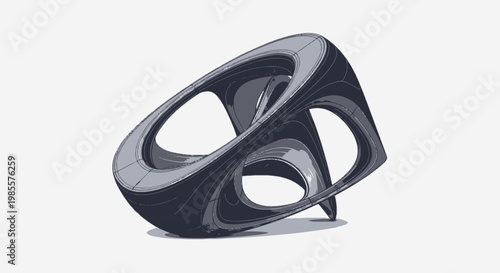 Abstract three-dimensional design with flowing organic shapes in grayscale tones creating a dynamic and artistic graphic rendering