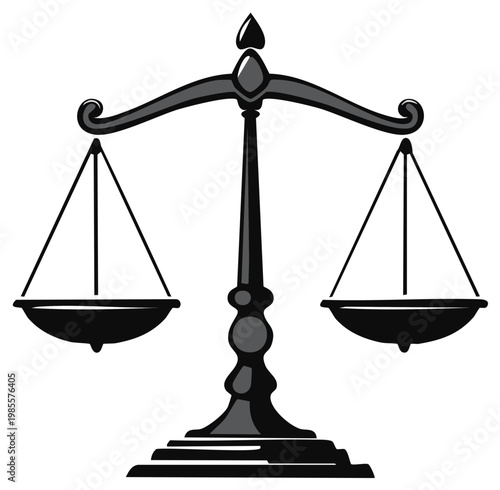 Classic scales of justice illustration, symbol of law, court, and legal balance
