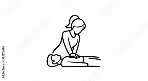 Woman performs chest compressions on a person lying on their back
