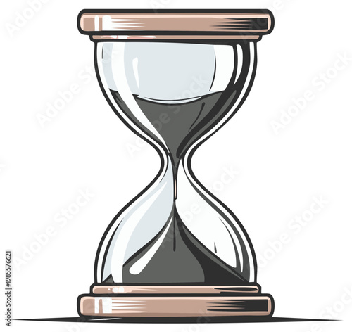 Classic hourglass filled with dark sand marking the passage of time and measurement