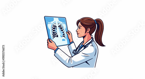 Woman doctor examining an X-ray