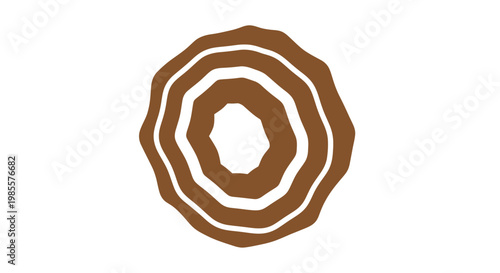 Brown Tree Ring Cross Section Illustration.