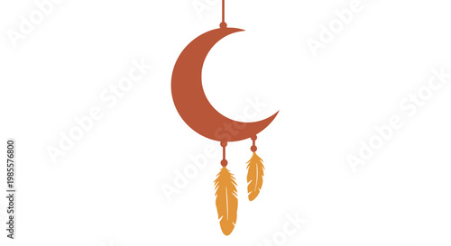 Copper Crescent Moon Wind Chime Ornament.