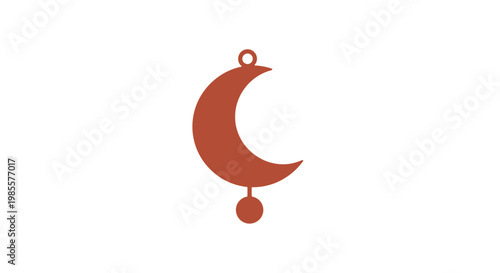 Red Crescent Moon Symbol with Pendant.
