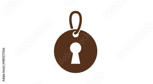 Brown Keychain with White Keyhole Icon.