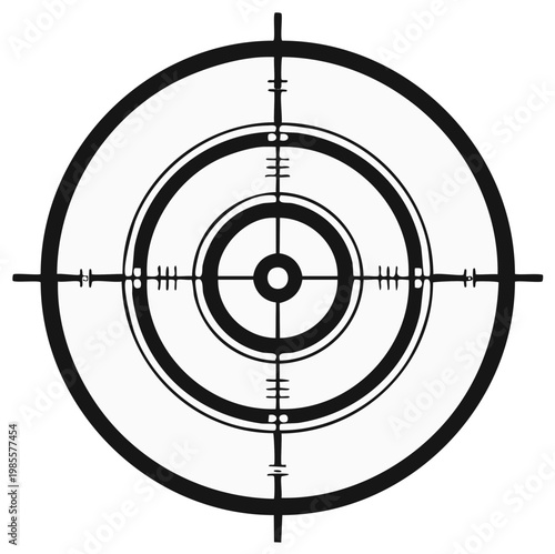 Black and white rifle scope crosshair target reticle graphic