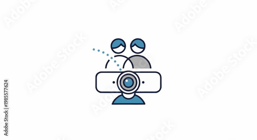 Two people are seen through a webcam projected from a camera