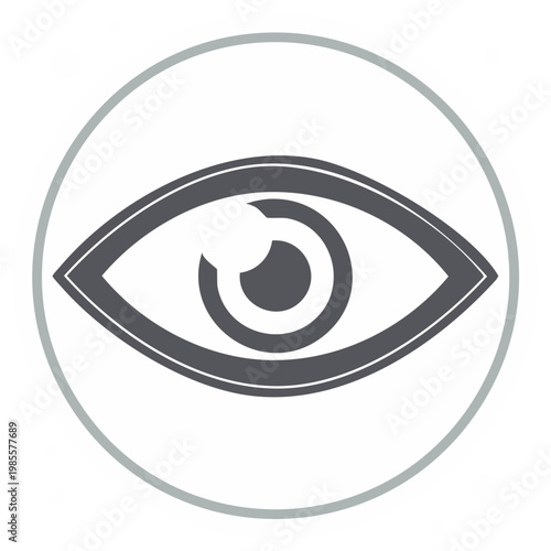 Eye Icon Symbol in Circular Frame Representing Vision, Perception, and Observation