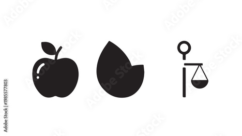Healthy food balance and wellness concept icons