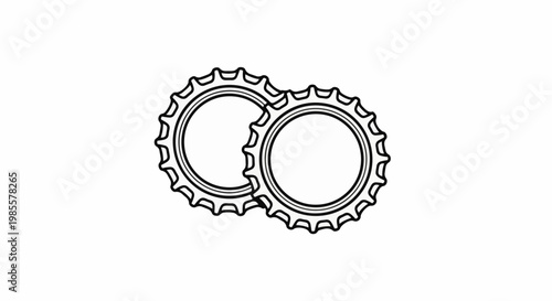 Two simple line art bottle caps overlapping each other