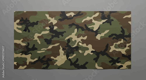 Camouflage woodland pattern illustration classic military design green brown black beige for hunting apparel and fashion textile prints