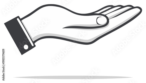 Stylized hand offering support or receiving something in a clean graphic design