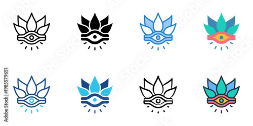Third eye icons set multiple style collection. Editable stroke 
