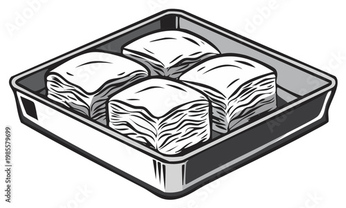 Baklava Pastries in a Tray Illustration, Middle Eastern Dessert, Sweet Treat