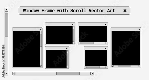 Window 90s Frame with Scroll UI Vector Art Set
