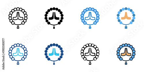 Mantra chanting icons set multiple style collection. Editable stroke 

