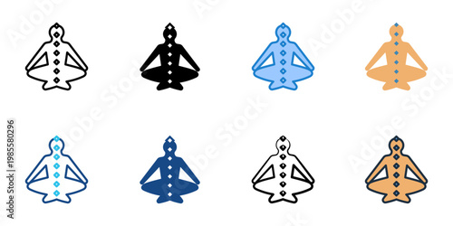 Chakras icons set multiple style collection. Editable stroke 
