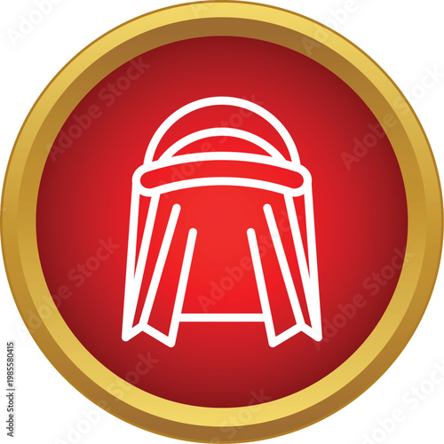 Keffiyeh traditional middle eastern headdress icon in a red circle with gold border