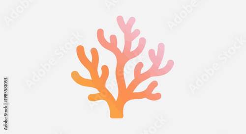 Colorful coral illustration with gradient hues featuring organic shapes and a smooth rounded design against a clean background