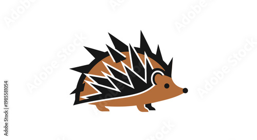 Cartoon style hedgehog with black and brown quills cute animal illustration isolated on white adorable spiky mammal for children's designs