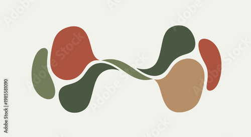 Abstract connected organic shapes creating harmonious composition earthy tone design element with unique flow modern artistic blob arrangement