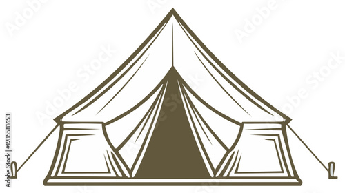 Vintage style camping tent vector illustration for outdoor adventure and wilderness exploration
