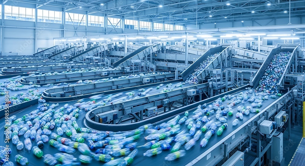 Fototapeta premium Automated Plastic Bottle Recycling and Sorting Facility