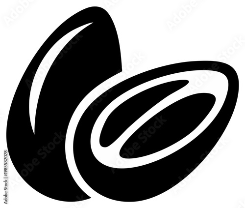 Stylized Coffee Beans One Whole One Cut Open Graphic Icon