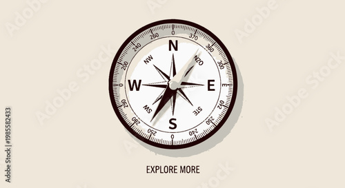 Compass rose navigation tool old-fashioned directional guide for exploration and discovery with vintage-style design on beige backdrop