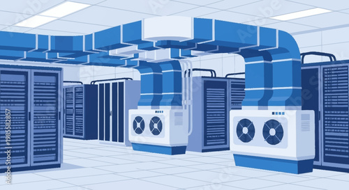 Schilderij op canvas Cooling system in a data center.