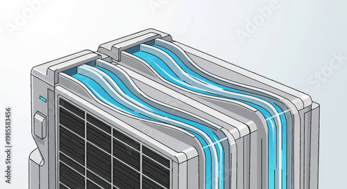 Cutaway view of a heat exchanger.